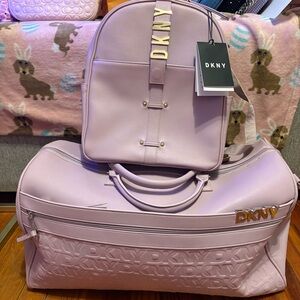 DKNY Light Purple Backpack and Duffel Bag Set